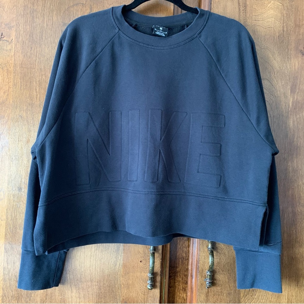 Nike Women's Black Embossed Logo Crewneck Sweater